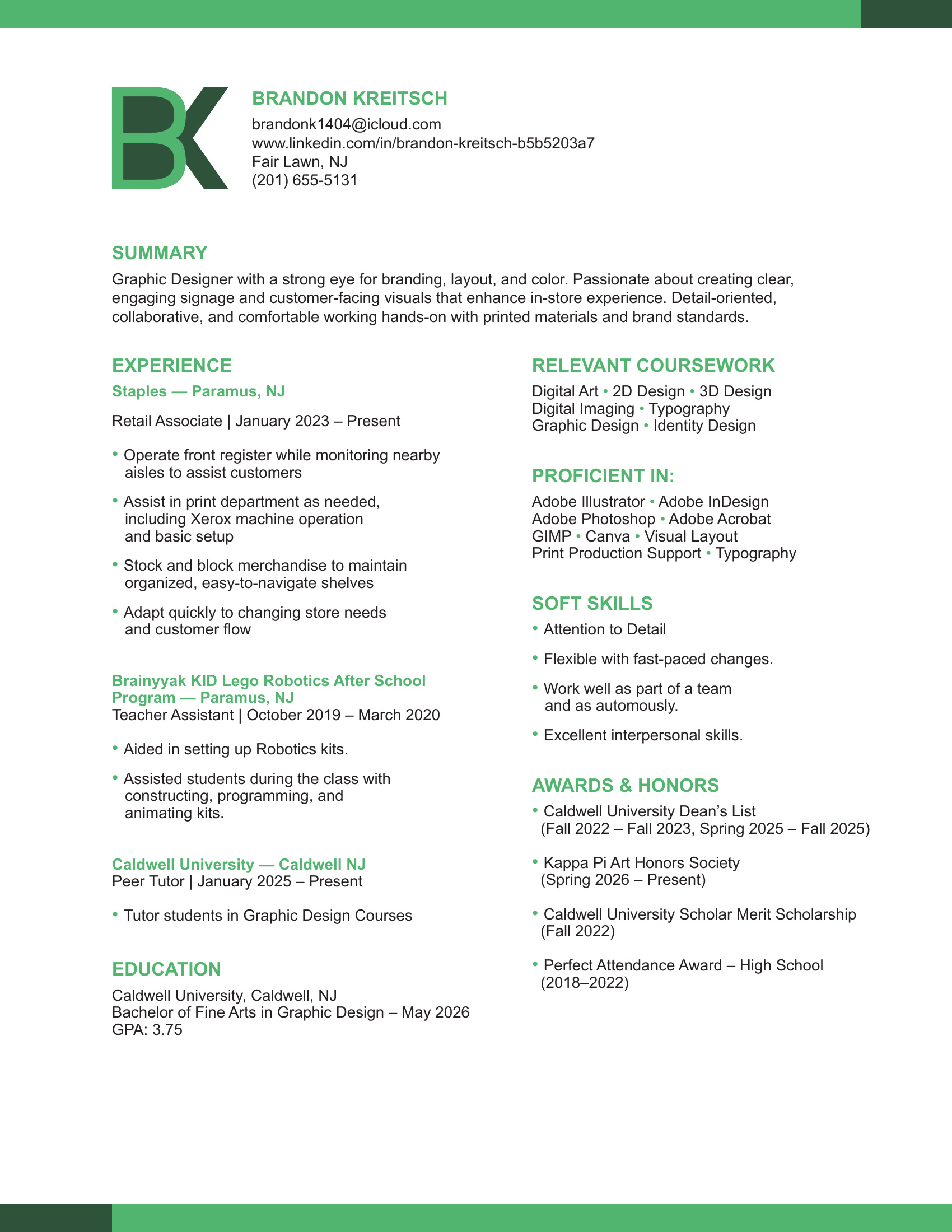 Brandon Kreitsch Resume