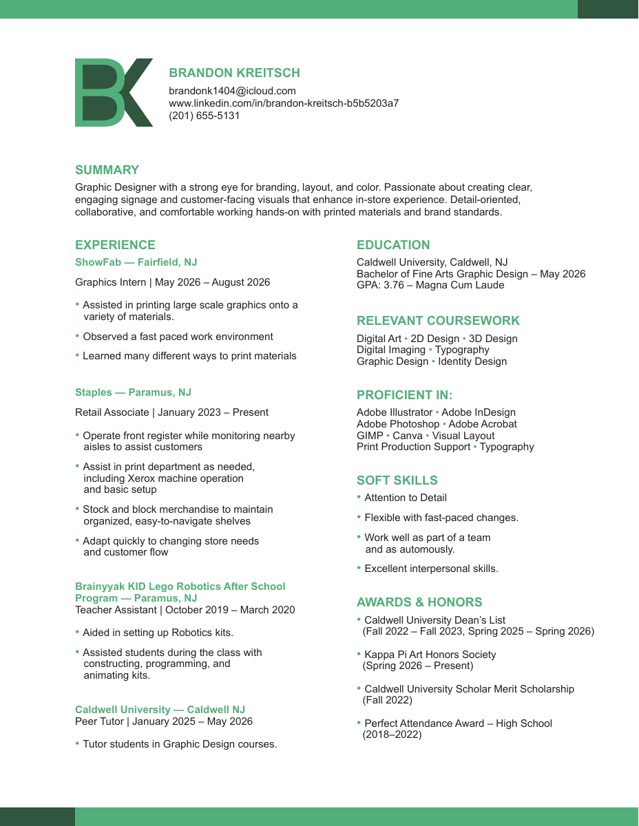 Brandon Kreitsch Resume